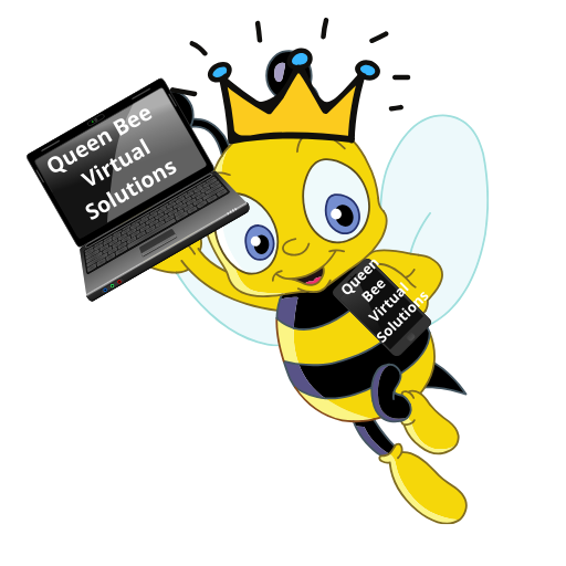 Logo Bee with crown holding laptop